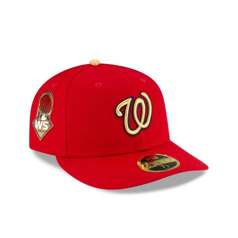 MLB Washington Nationals Gold Collection Low Profile 59Fifty Fitted (BMV0482) - Red New Era Caps